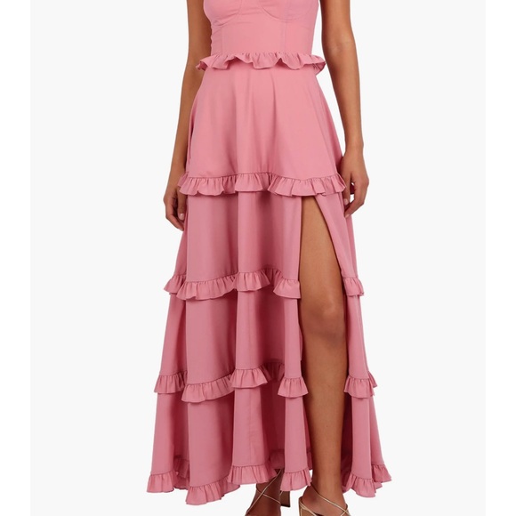 Pink Ruffled Maxi Dress - Picture 1 of 10